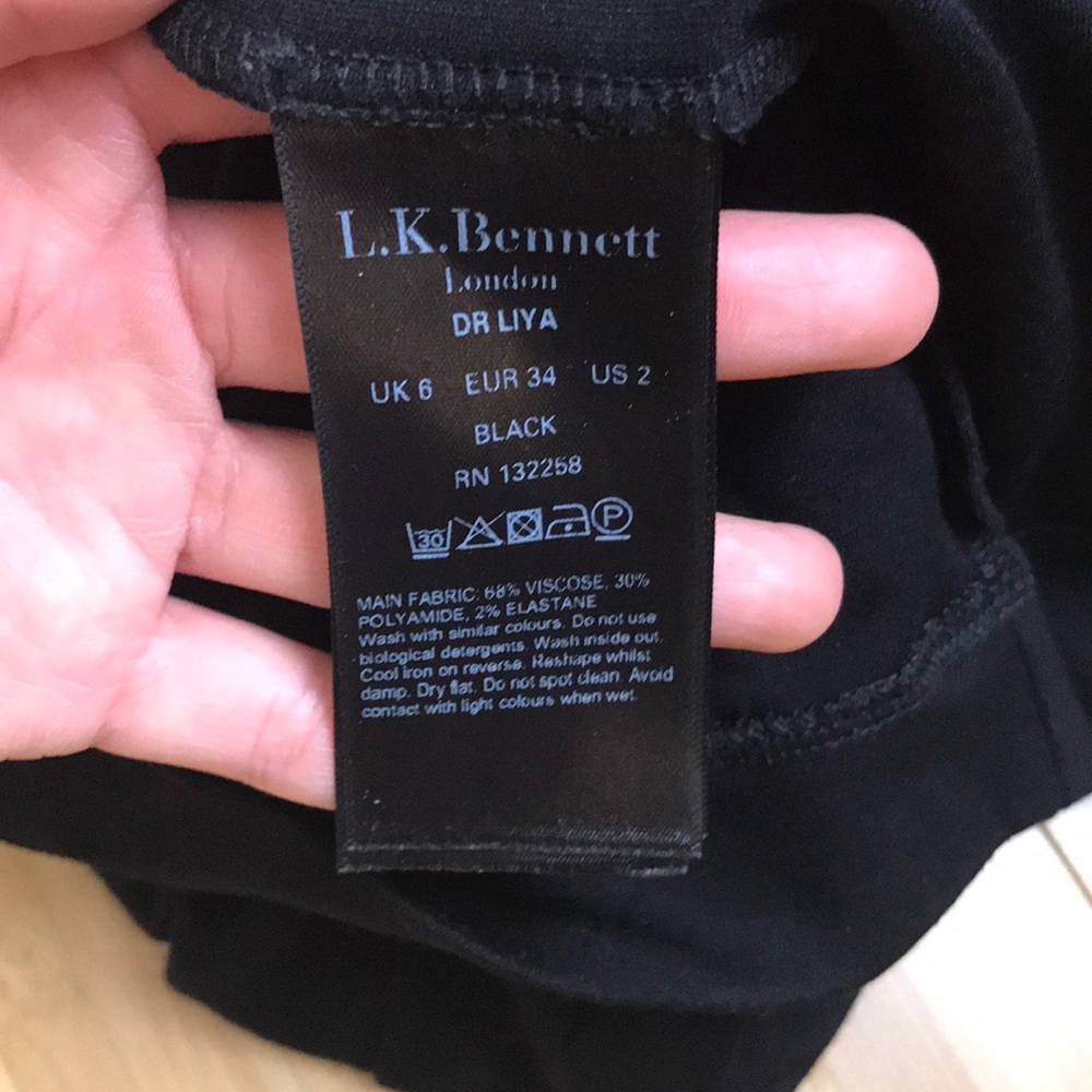L.K. Bennett Black Liya Midi Dress Size 2 - Picture 8 of 8